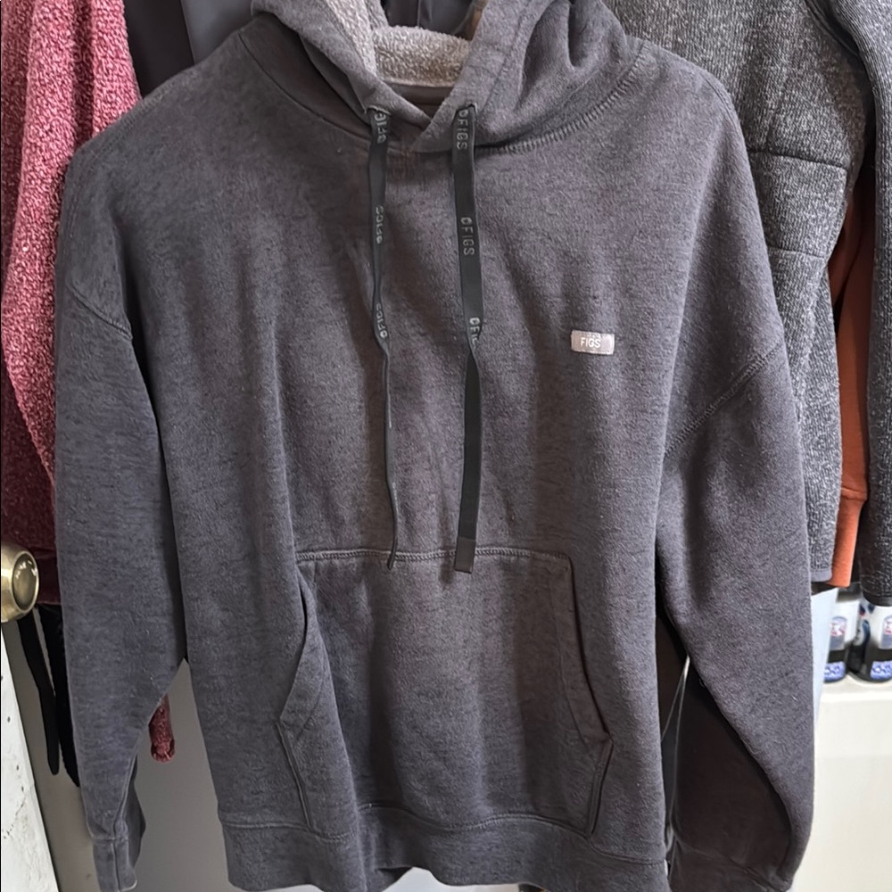 Figs Gray Hooded Jacket with Drawstring